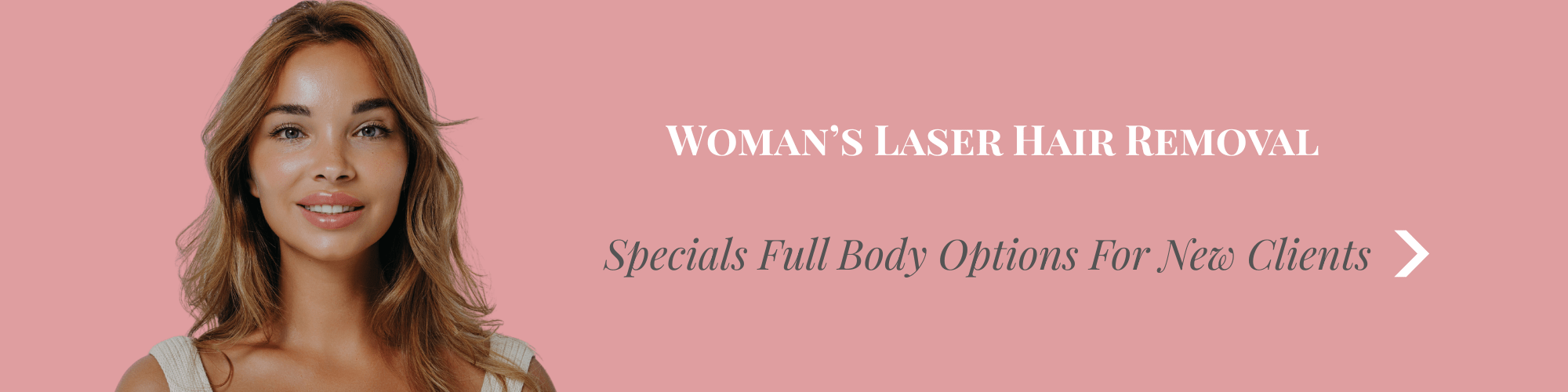 Woman with smooth skin promoting full body laser hair removal package for £999 at Prima Britannia London.